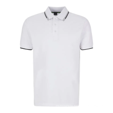 Ribbed Collar Knitted Cotton Polo Shirts